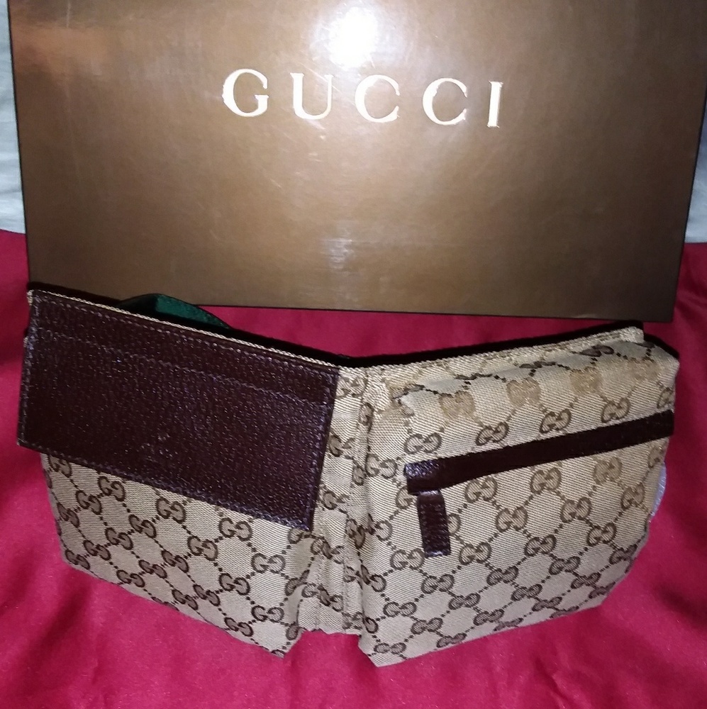 💯 Authentic Gucci Monogram Web Belt/Waist Bag 👑